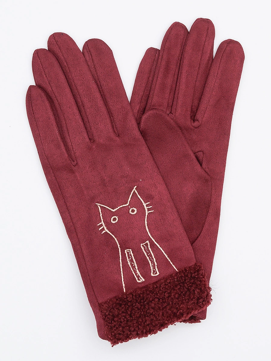 Перчатки с вышитым котом
